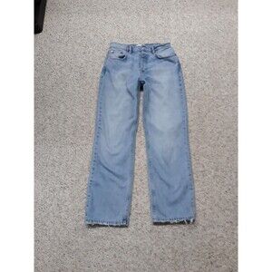 4 Zara High-Rise Button Fly Crop Straight Leg Light Wash